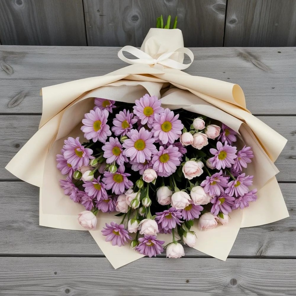 Букет цветов из: Розы и Хризантемы в Луковской