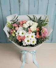 Букет цветов из:  Розы, Лизиантусы и Хризантемы в Луковской