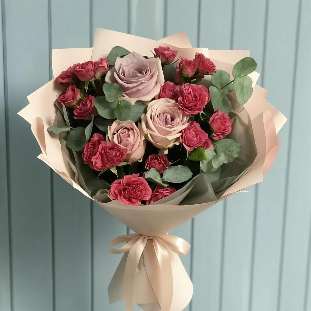 Букет цветов из: Гвоздики и Розы в Луковской