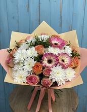 Букет цветов из:  Розы, Герберы и Хризантемы в Луковской
