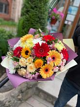Букет цветов из:  Герберы, Ромашки, Хризантемы, Розы и Подсолнухи #REPLACE_PRED# Луковской