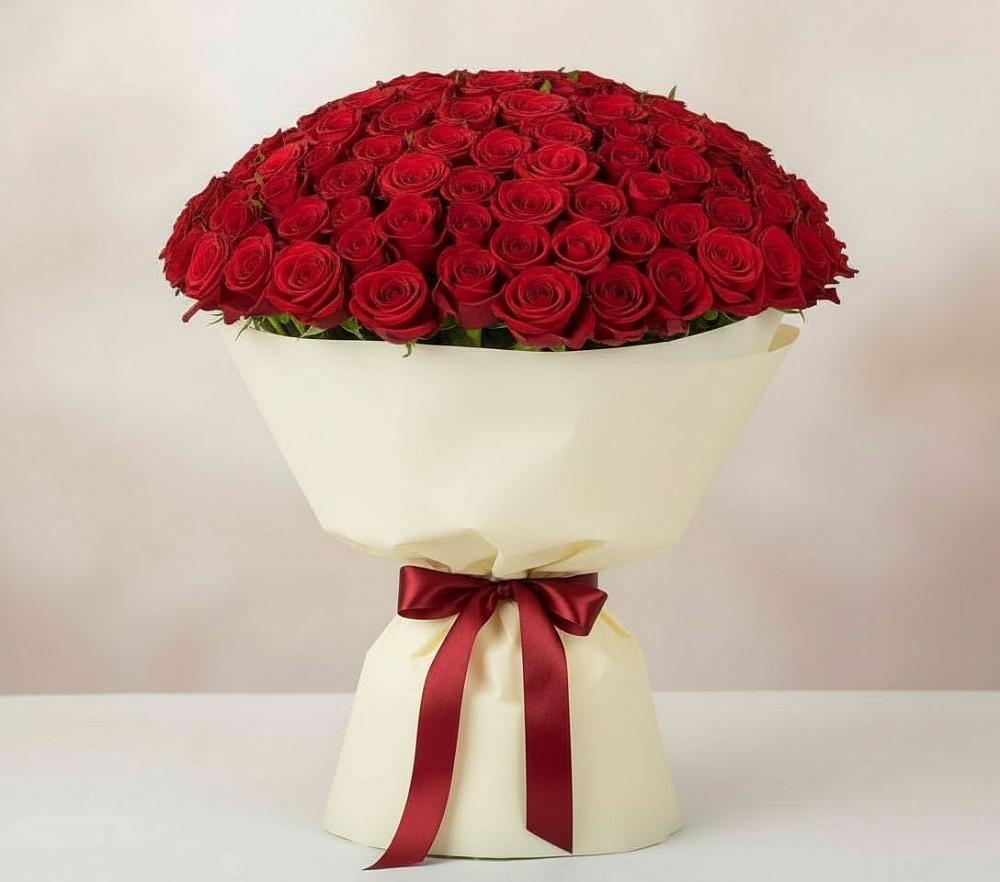 Букет 101 Красная роза Милано в Луковской
