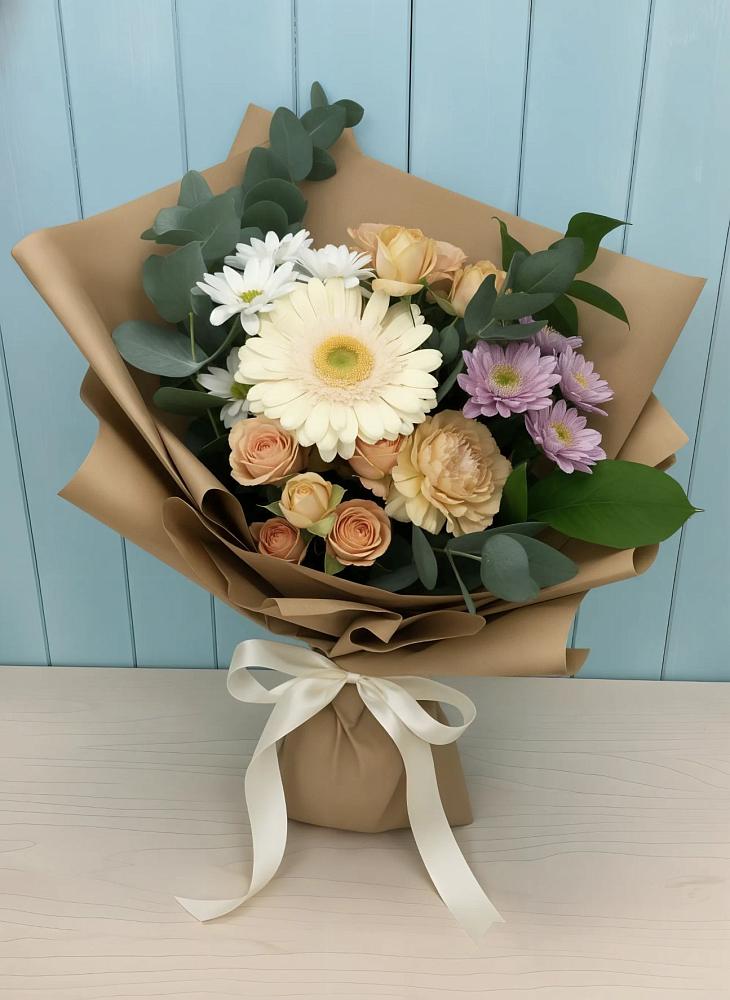 Букет цветов из: Герберы и Хризантемы в Луковской