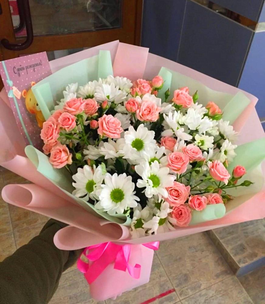 Букет цветов из: Розы и Хризантемы в Луковской