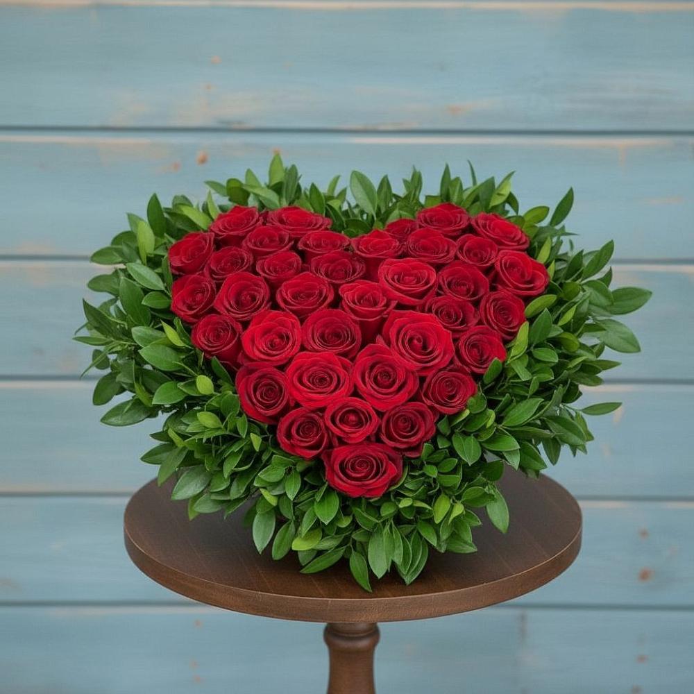 Цветочная композиция из Розы в виде сердца в Луковской