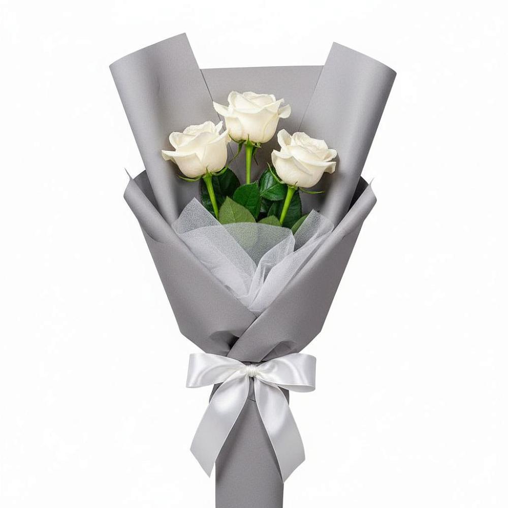 Букет 3 белые розы в Луковской